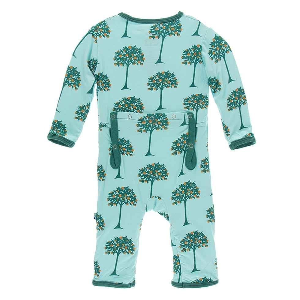 Print Bamboo Coverall with Zipper - Iceberg Orange Trees - Image 2