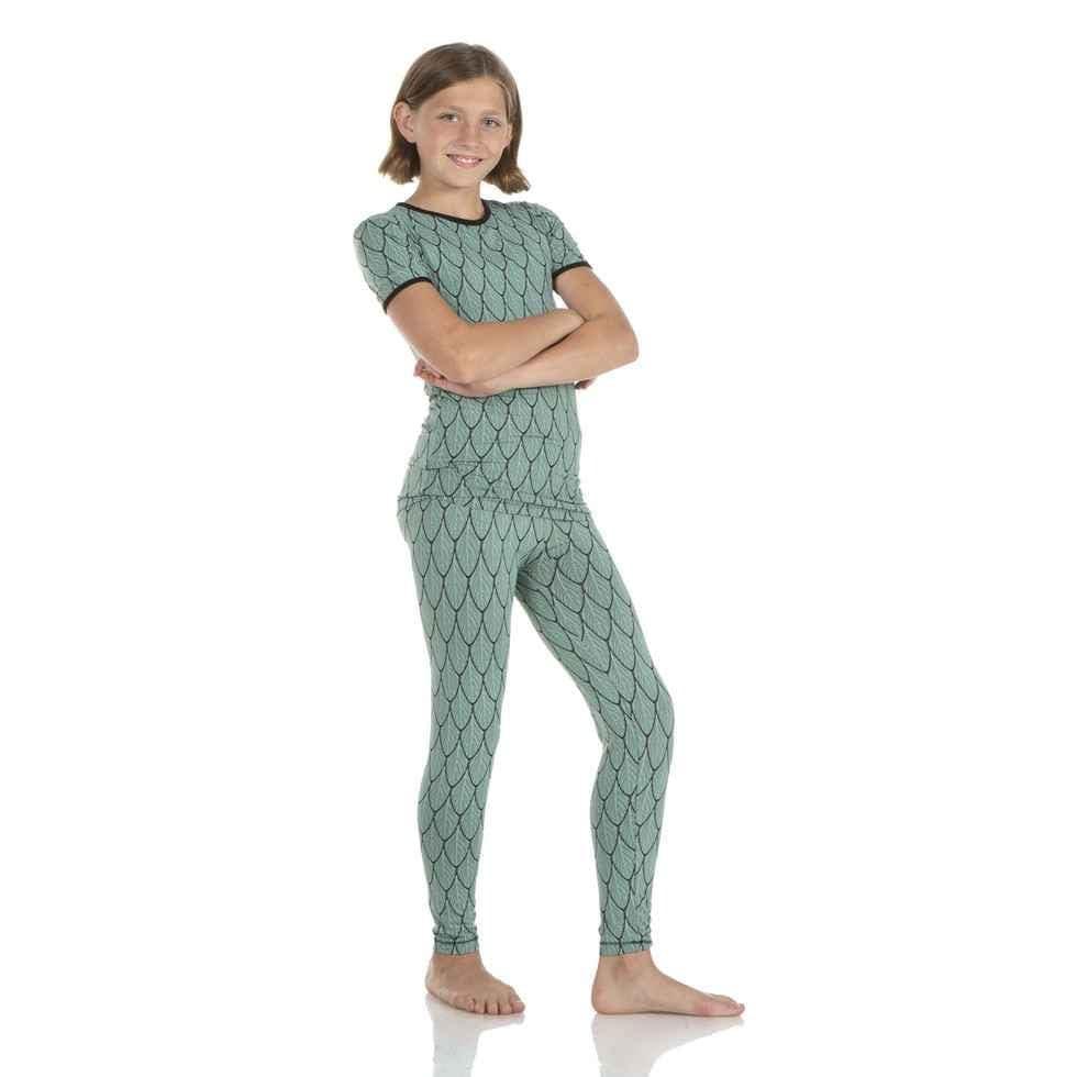 Print Bamboo Short Sleeve Pajama Set - Midnight Feathers - Image 2