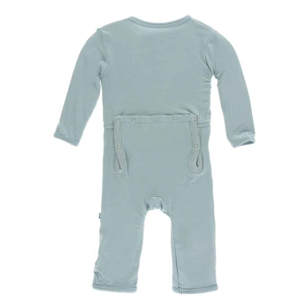 Solid Bamboo Coverall with Snaps - Jade - Image 2