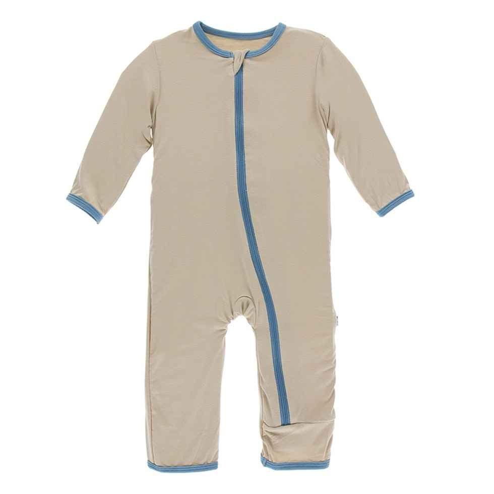 Bamboo Applique Coverall with Zipper - Burlap Sharks - Image 2