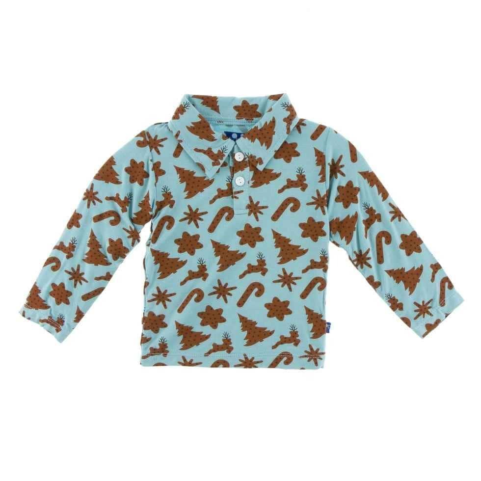 Holiday Bamboo Long Sleeve Polo Shirt, Christmas Cookies - Image 2