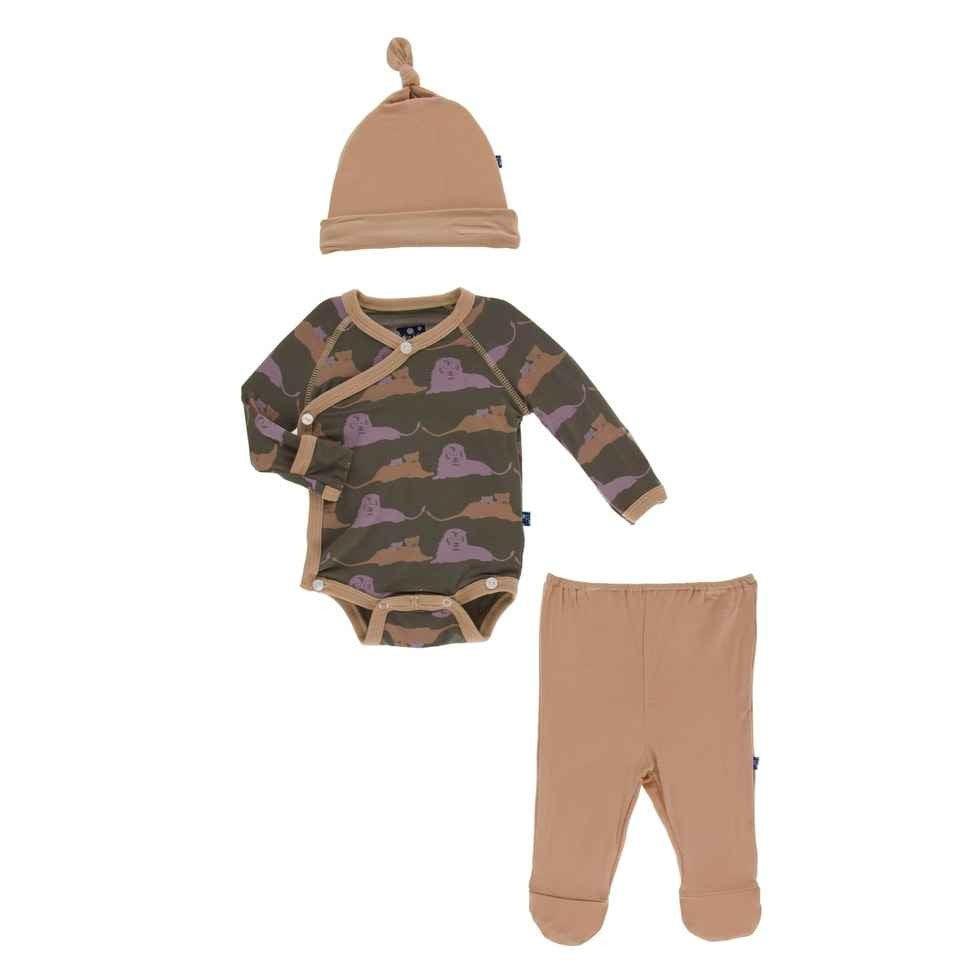 Bamboo Kimono Newborn Gift Set with Elephant Box - Lions