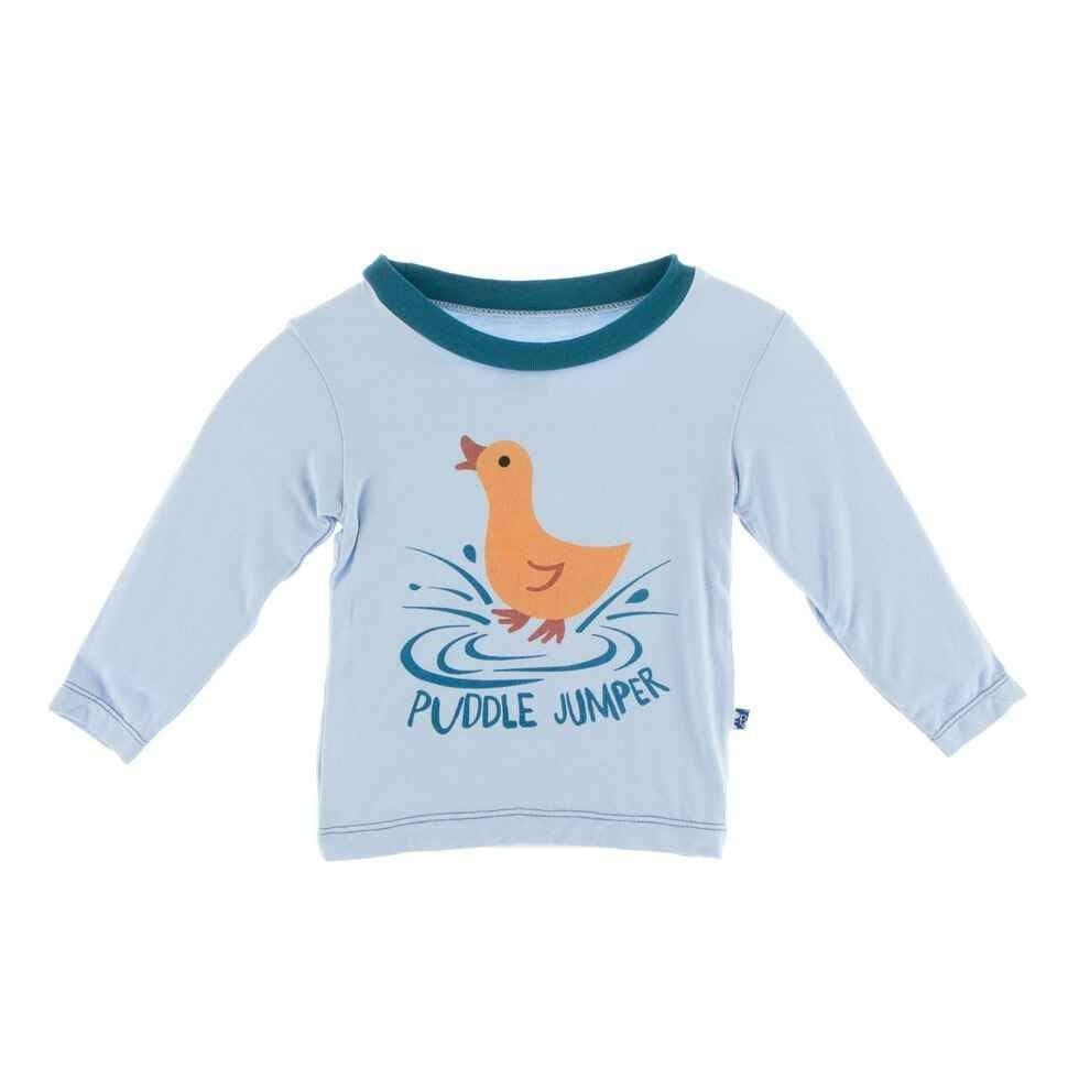 Print Bamboo Long Sleeve Easy Fit Crew Neck Tee - Pond Puddle Jumper