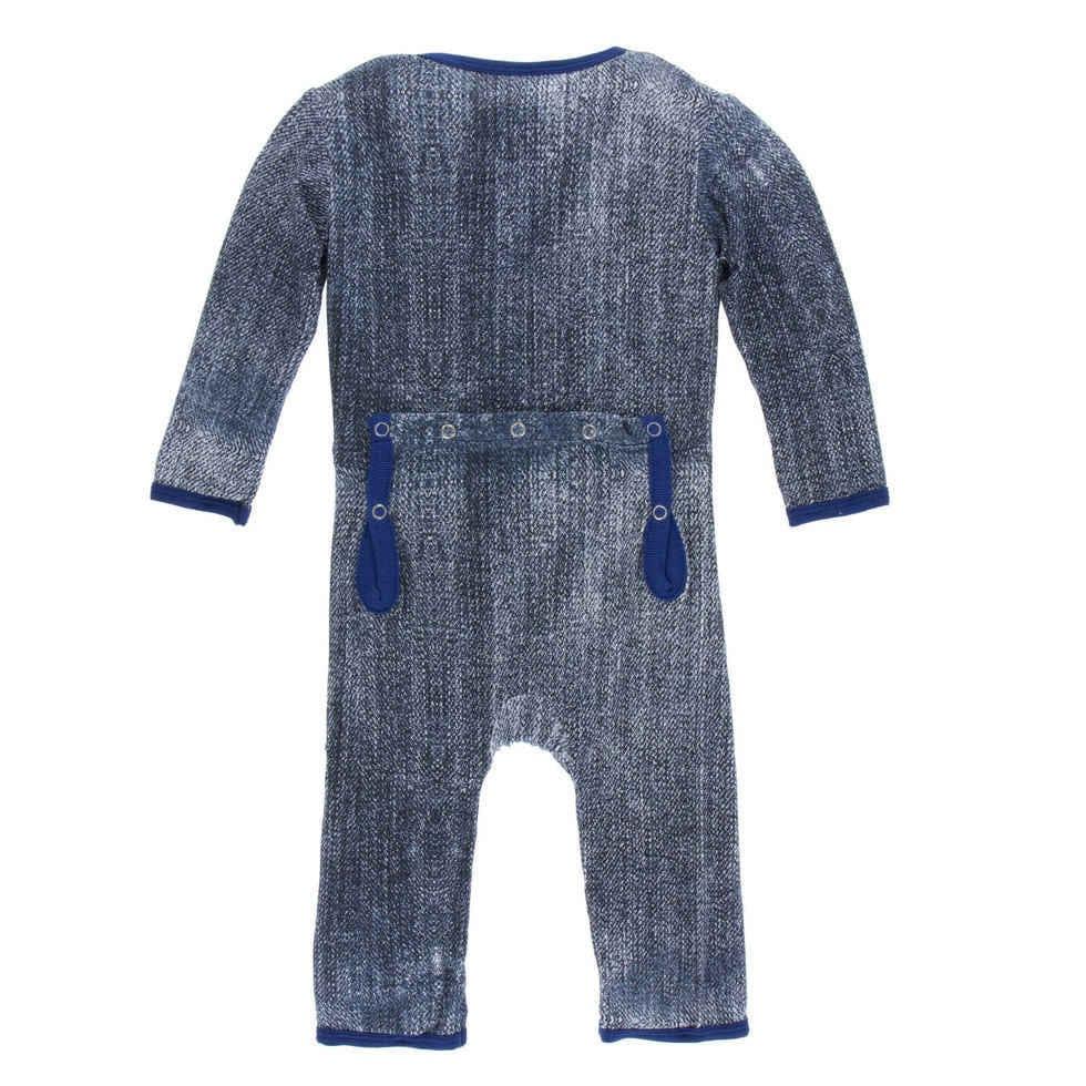Print Bamboo Coverall with Snaps - Denim - Image 2