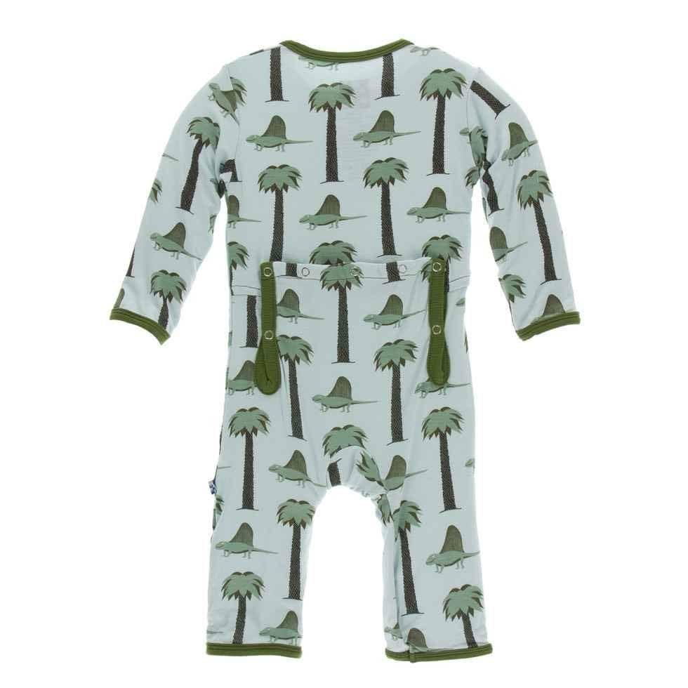 Print Bamboo Coverall with Snaps - Dimetrodon - Image 2