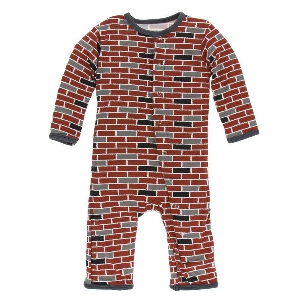 Print Bamboo Coverall with Snaps - London Brick - Image 2