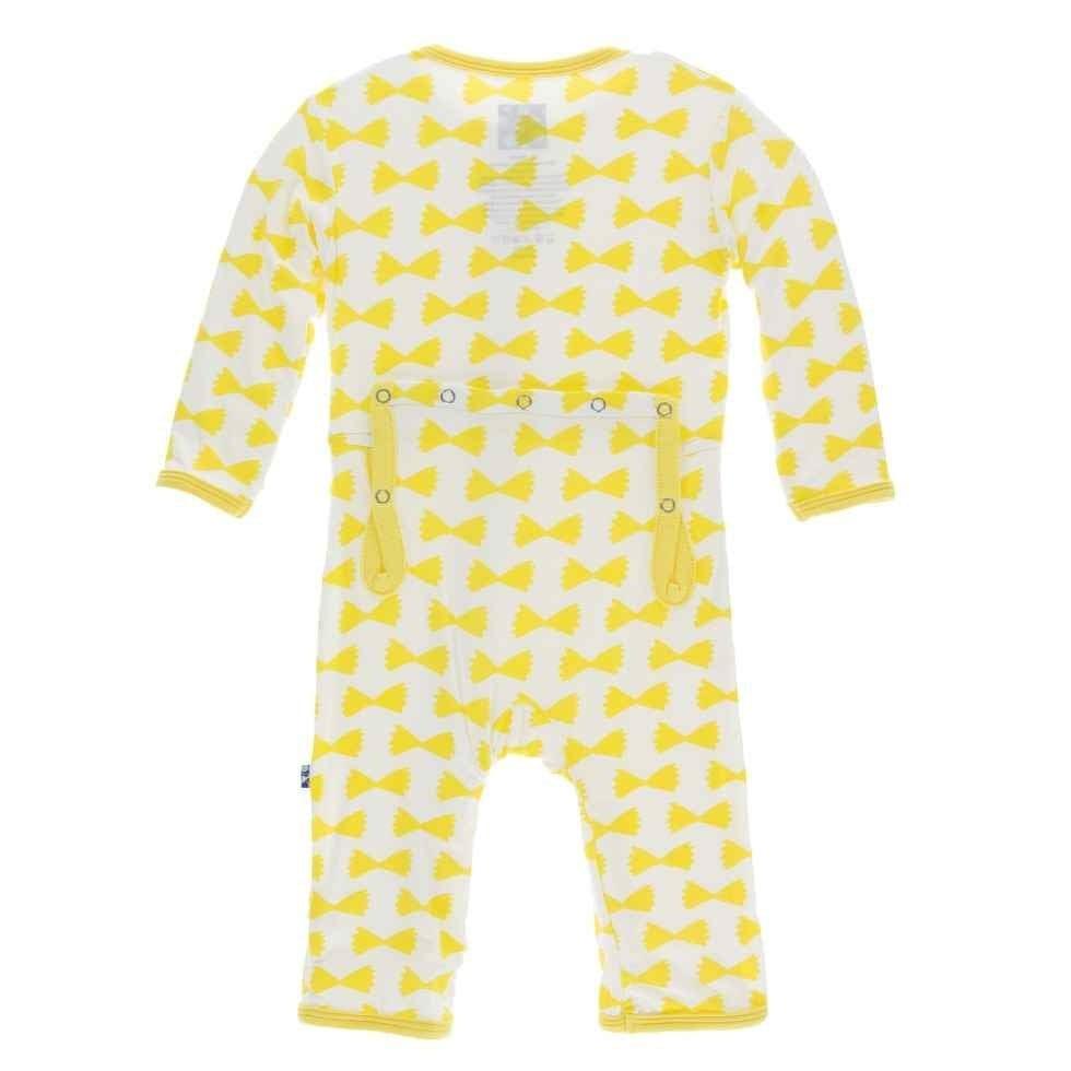 Print Bamboo Coverall with Snaps - Natural Farfalle - Image 2