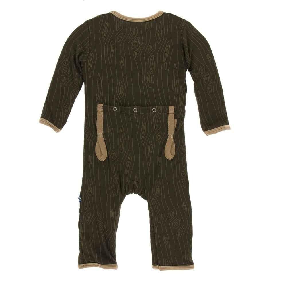 Print Bamboo Coverall with Snaps - Petrified Wood - Image 2