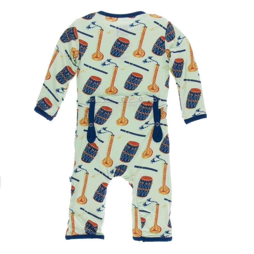 Print Bamboo Coverall with Snaps - Pistachio Indian Instruments - Image 2