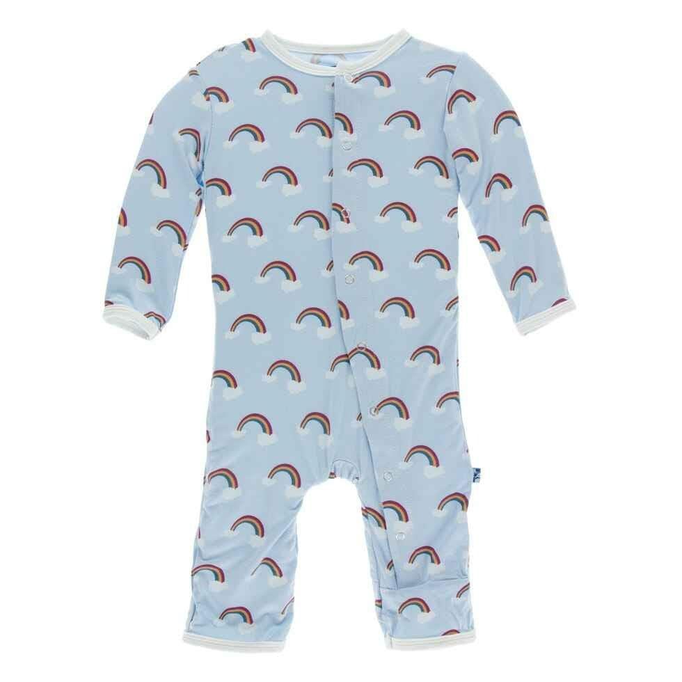 Print Bamboo Coverall with Snaps - Pond Rainbow - Image 2
