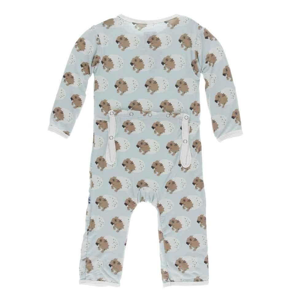 Print Bamboo Coverall with Snaps - Spring Sky Diictodon - Image 2