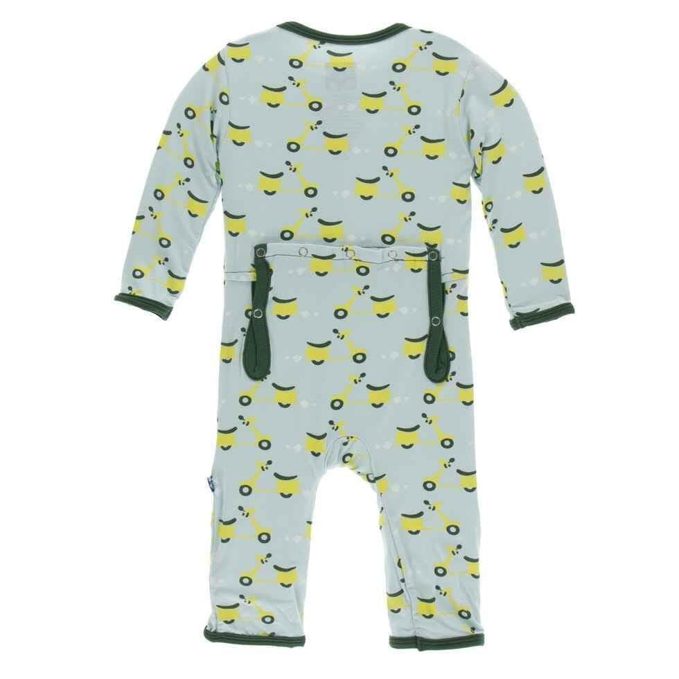Print Bamboo Coverall with Snaps - Spring Sky Scooter - Image 2