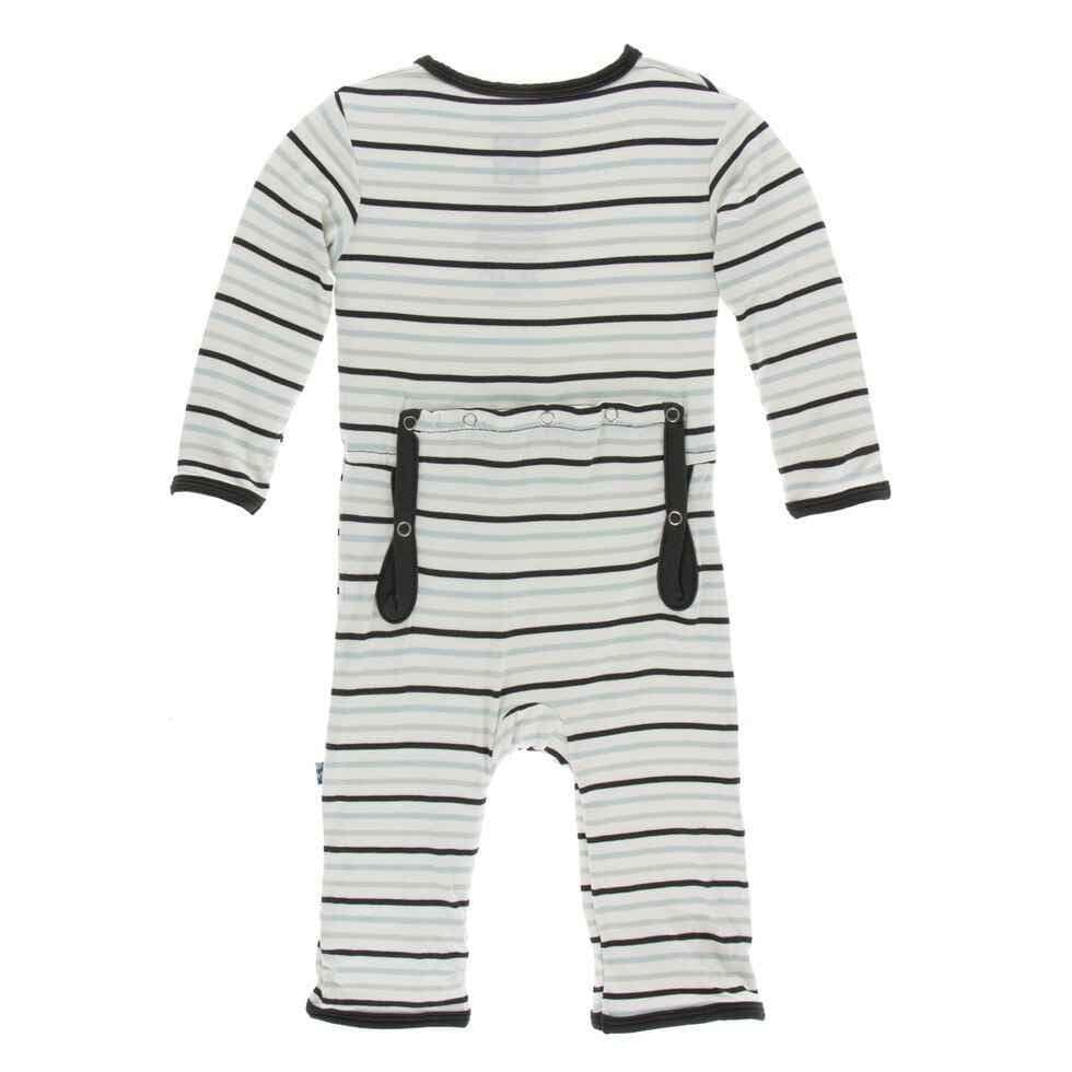 Print Coverall with Snaps - Tuscan Afternoon Stripe - Image 2