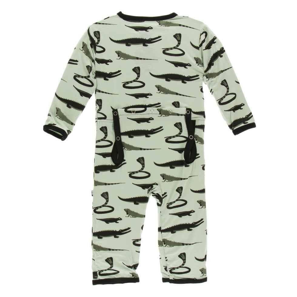 Print Bamboo Coverall with Zipper - Aloe Reptiles - Image 2
