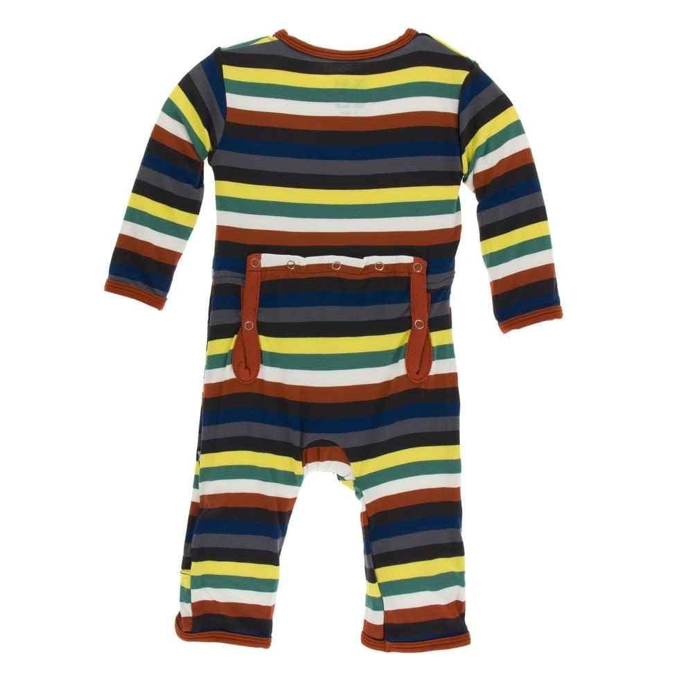 Print Bamboo Coverall with Zipper - Dark London Stripe - Image 2