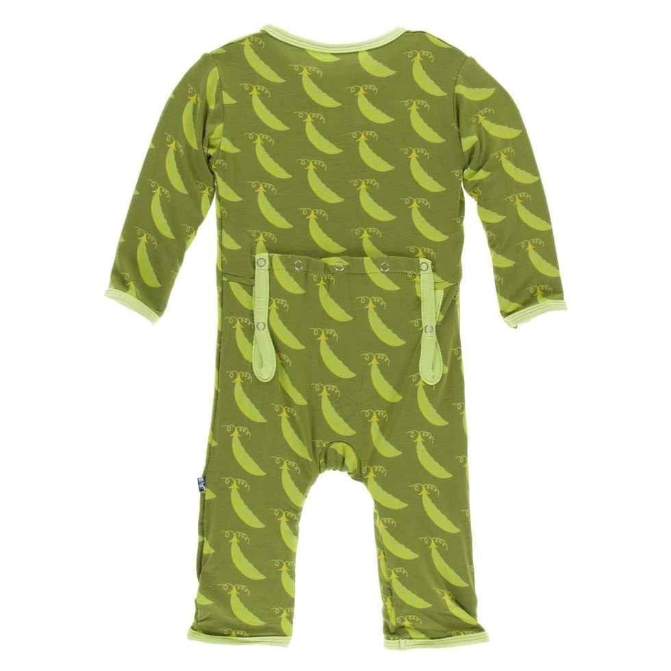 Print Bamboo Coverall with Zipper - Grasshopper Sweet Peas - Image 2