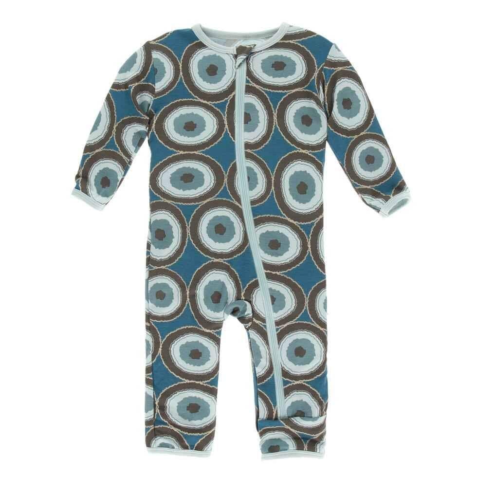 Print Bamboo Coverall with Zipper - Heritage Blue Agate Slices - Image 2