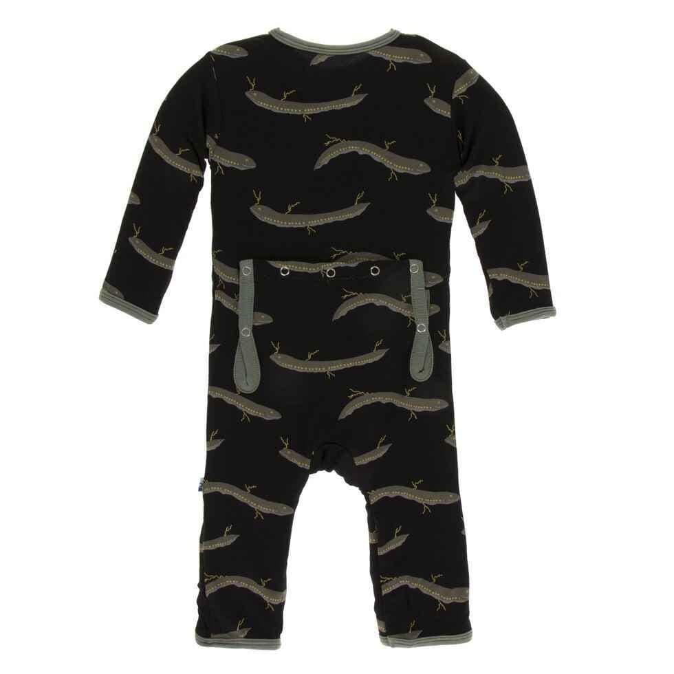Print Bamboo Coverall with Zipper - Midnight Electric Eels - Image 2