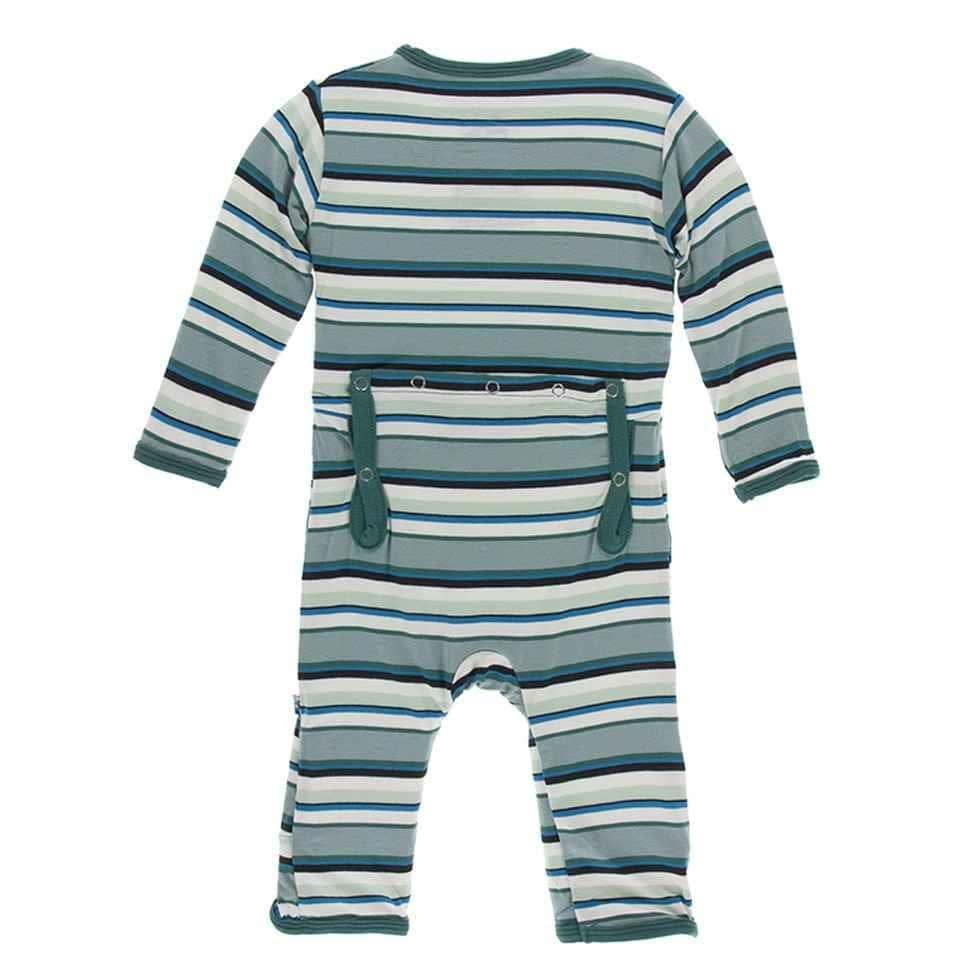 Print Bamboo Coverall with Zipper - Multi Agriculture Stripe - Image 2