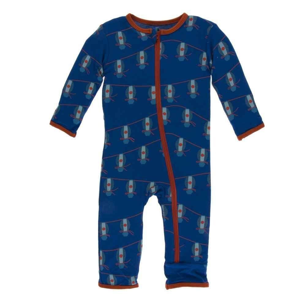 Print Bamboo Coverall with Zipper - Navy Lantern Festival
