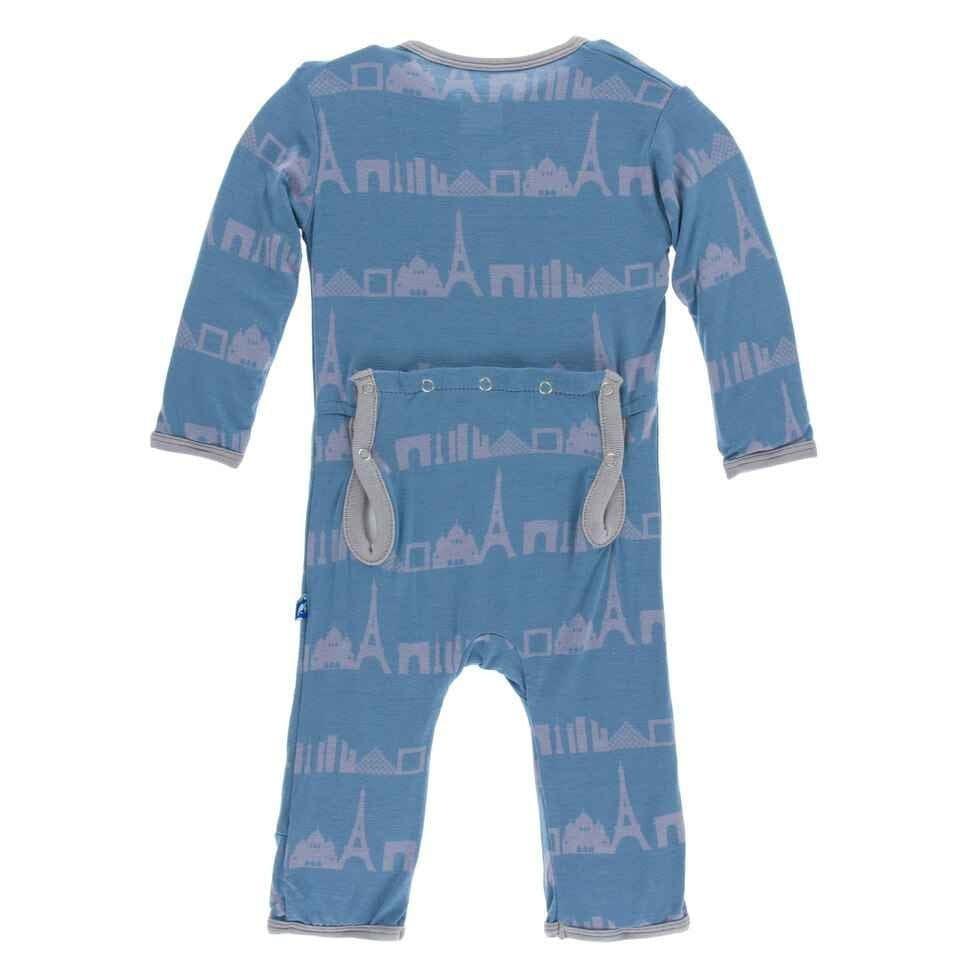 Print Bamboo Coverall with Zipper - Parisian Skyline - Image 2