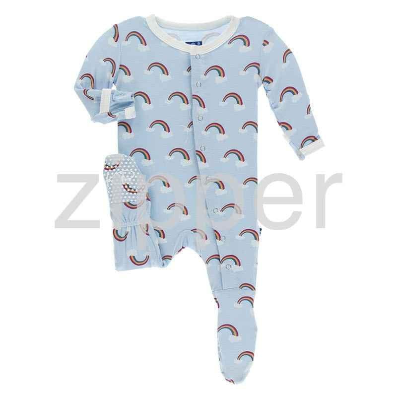 Print Footie with Zipper - Pond Rainbow