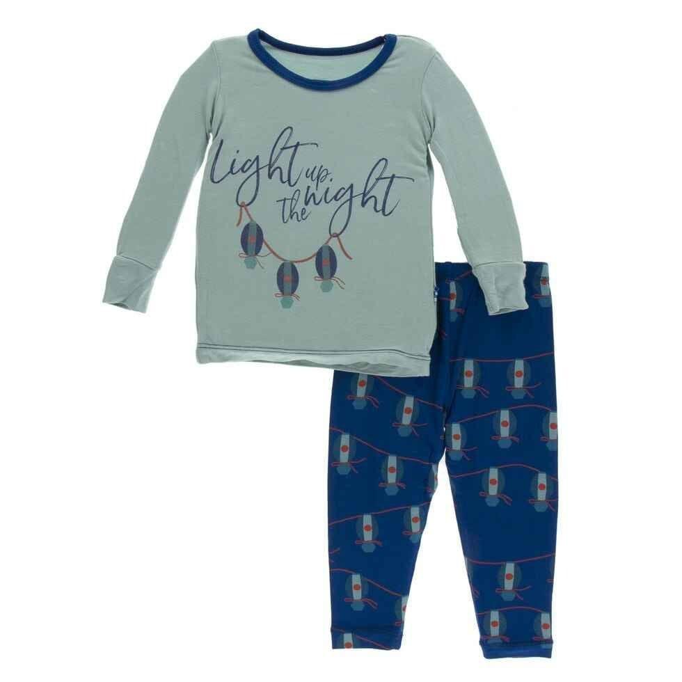Print Bamboo Long Sleeve Pajama Set - Navy Lantern Festival