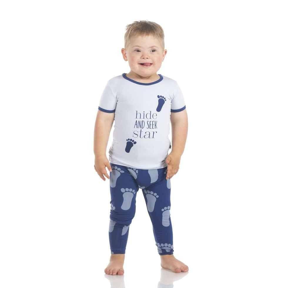 Print Bamboo Short Sleeve Pajama Set - Flag Blue Bigfoot - Image 2