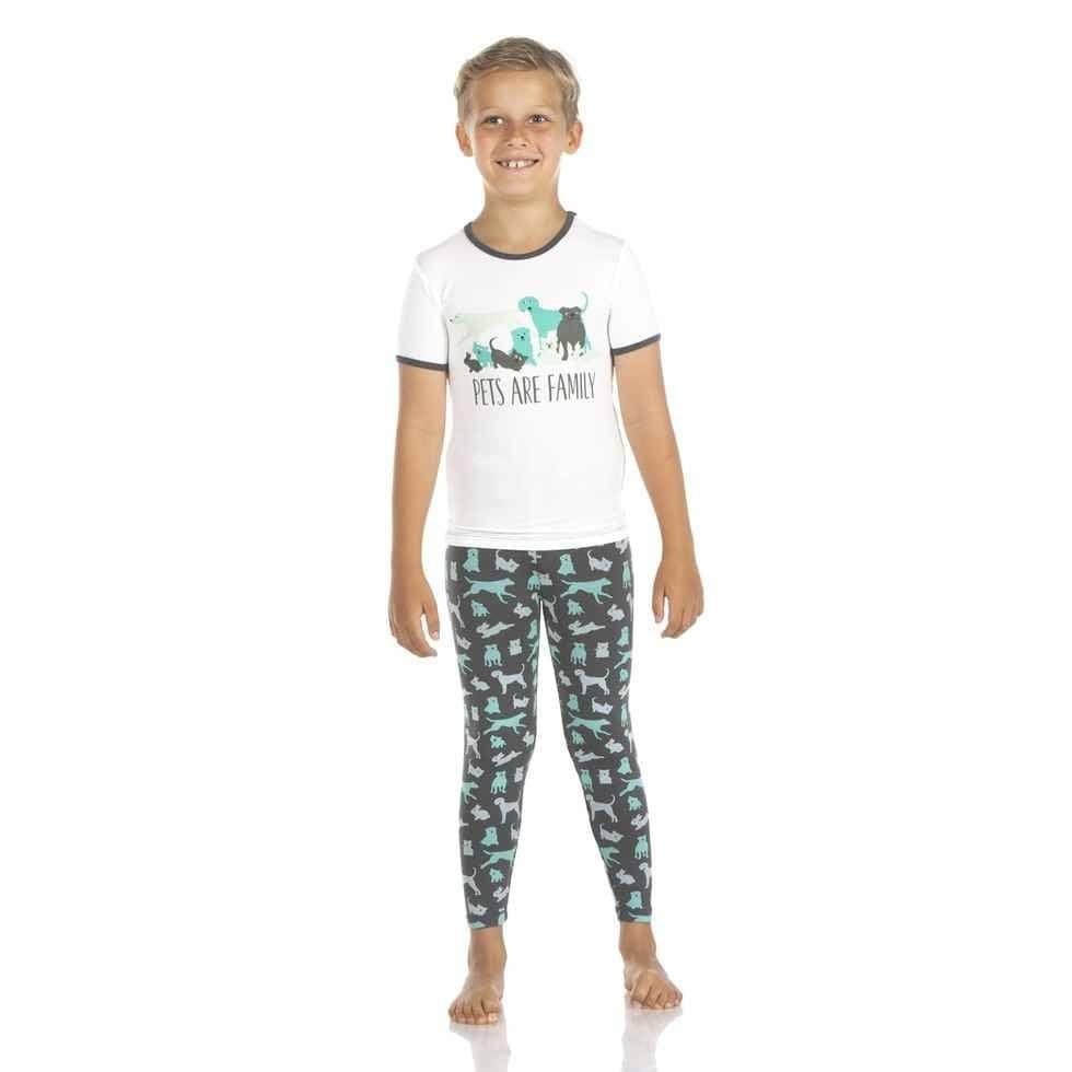 Print Bamboo Short Sleeve Pajama Set - Stone Domestic Animals - Image 2