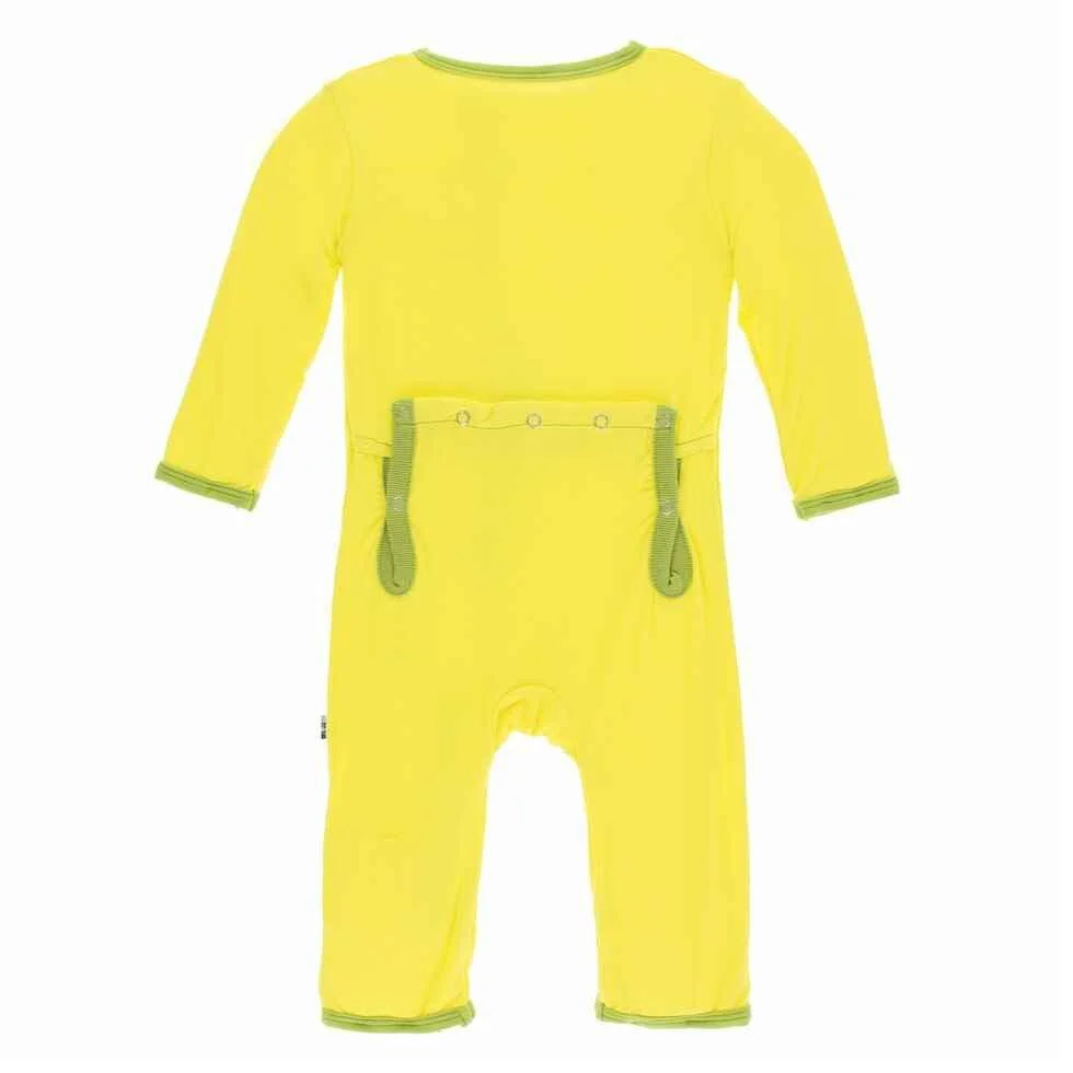 Solid Bamboo Coverall with Snaps - Banana with Meadow - Image 2