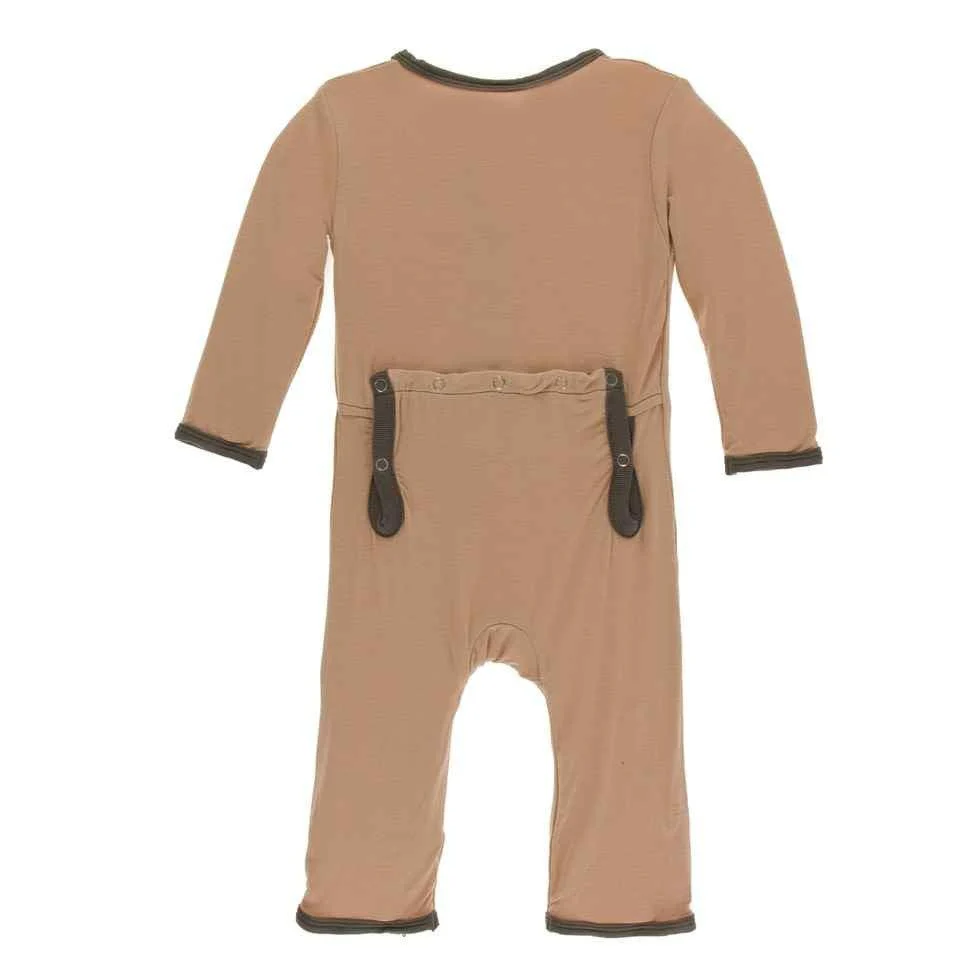 Solid Bamboo Coverall with Snaps - Suede with Falcon - Image 2