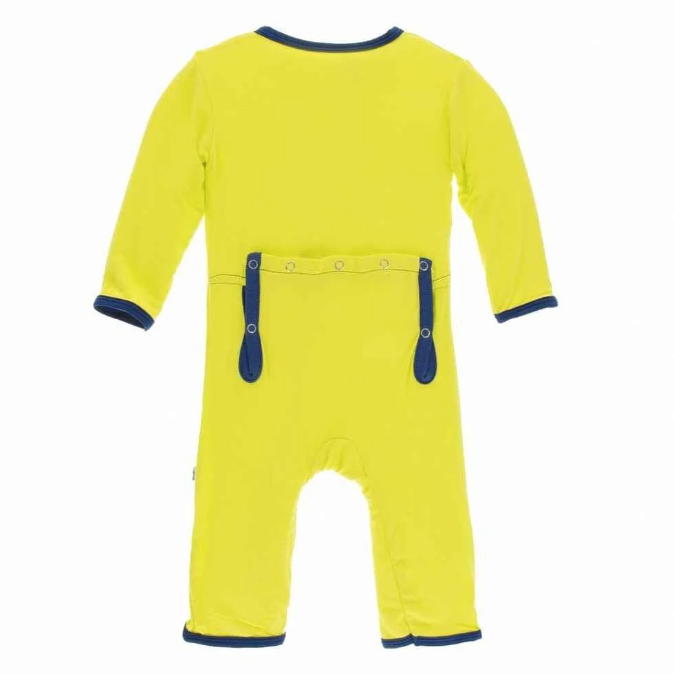 Solid Bamboo Coverall with Zipper - Banana with Flag Blue - Image 2
