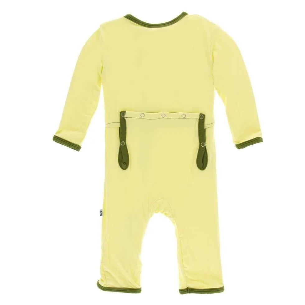 Solid Bamboo Coverall with Zipper - Lime Blossom with Pesto - Image 2