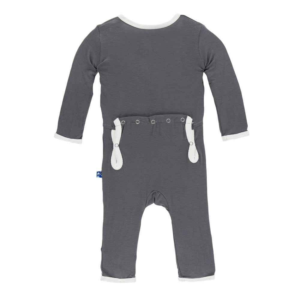 Solid Bamboo Coverall with Zipper - Stone with Natural - Image 2