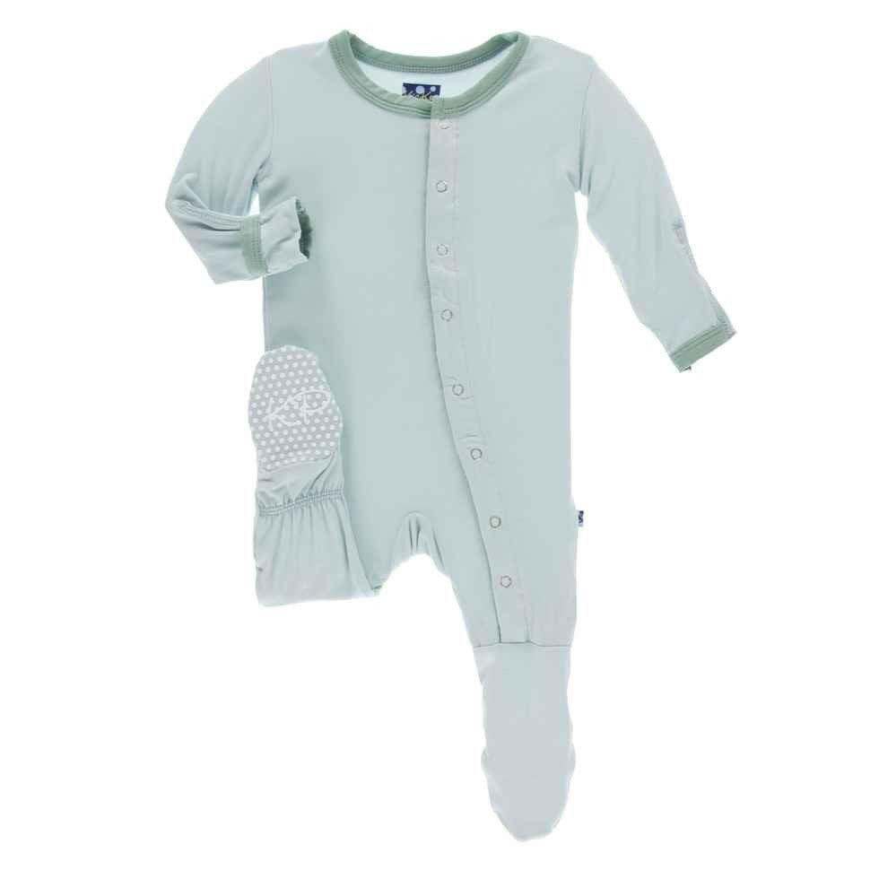 Solid Bamboo Footie with Snaps - Spring Sky with Shore