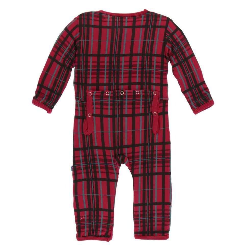 Holiday Print Bamboo Coverall with Zipper - Christmas Plaid - Image 2