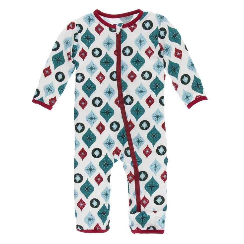 Holiday Print Coverall with Zipper - Natural Vintage Ornaments - Image 4