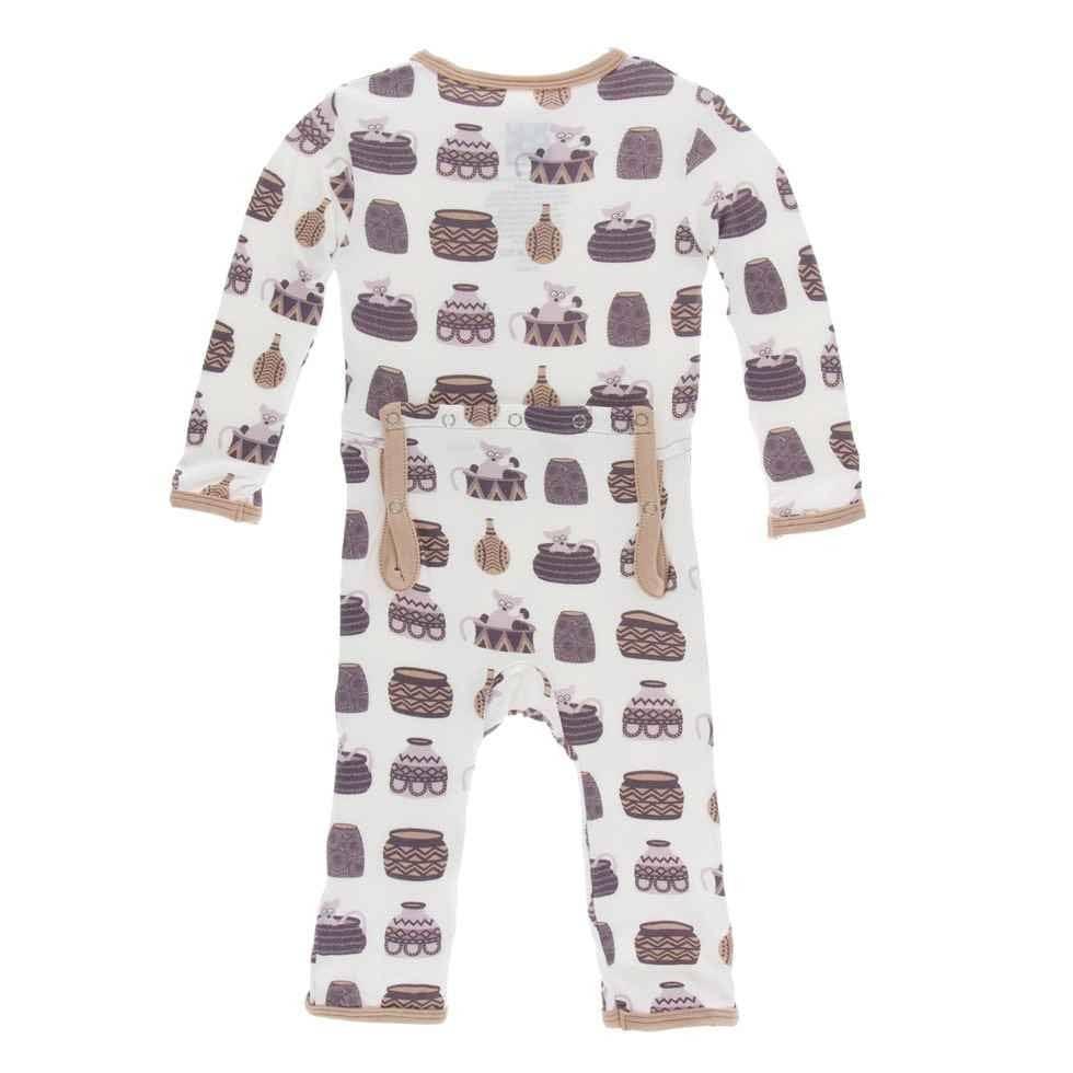 Print Bamboo Coverall with Snaps - Natural Bush Baby - Image 2