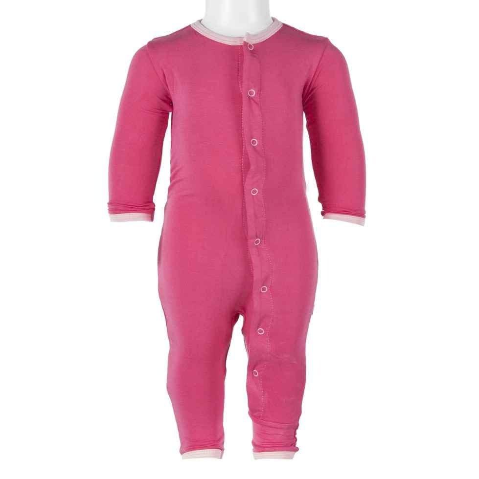 Holiday Bamboo Layette Applique Coverall - Winter Rose Penguin - Image 2