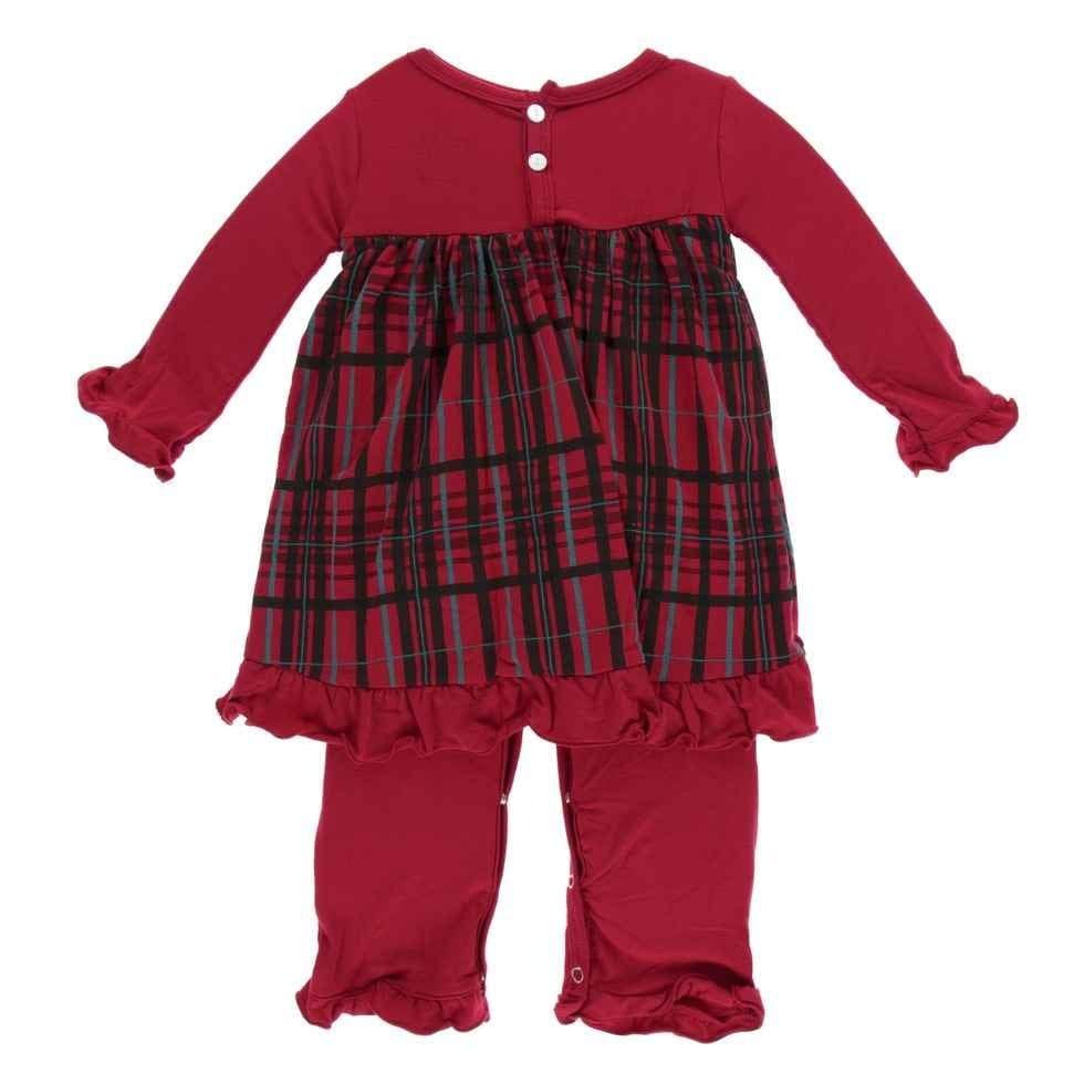 Holiday Bamboo Long Sleeve Dress Romper - Christmas Plaid - Image 2