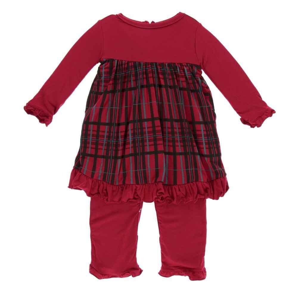 Holiday Bamboo Long Sleeve Dress Romper - Christmas Plaid - Image 3