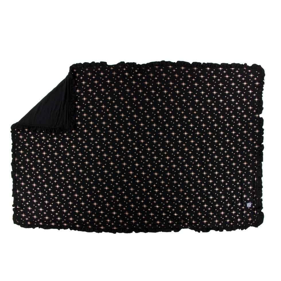 Holiday Bamboo Ruffle Toddler Blanket - Rose Gold Candy Cane Stripe, One Size - Image 4