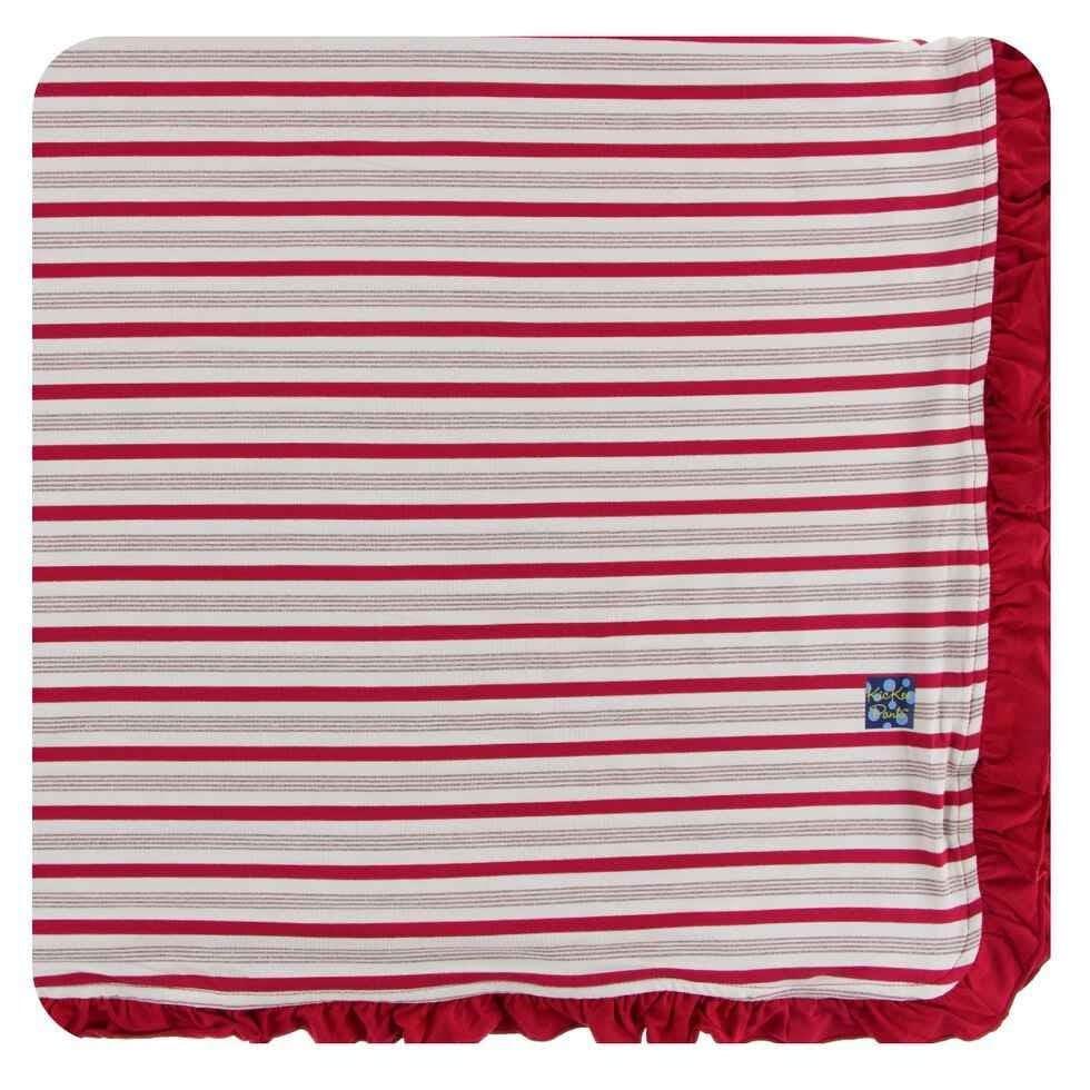 Holiday Bamboo Ruffle Toddler Blanket - Rose Gold Candy Cane Stripe, One Size - Image 6