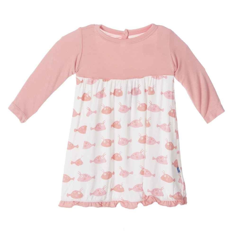 Bamboo Long Sleeve Swing Dress, Girl Cowfish