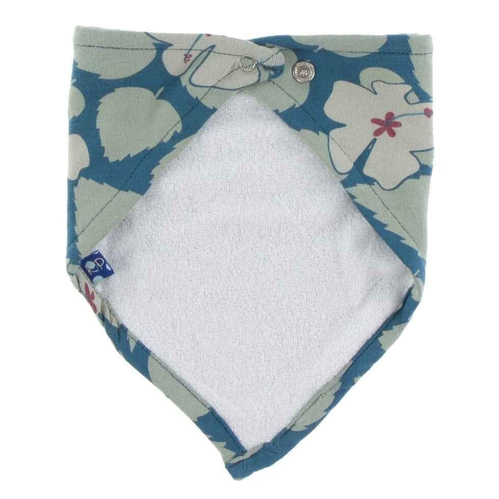 Print Bamboo Bandana Bib - Oasis Hibiscus, One Size - Image 3