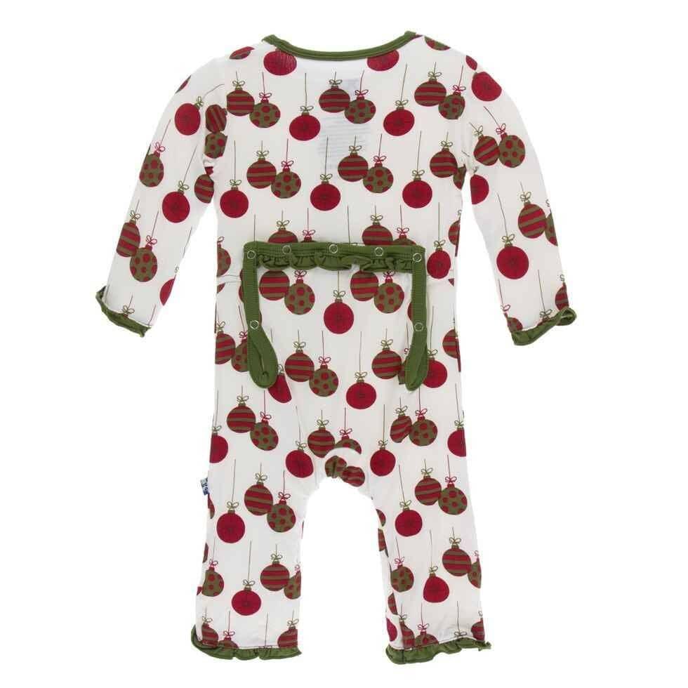 Print Bamboo Classic Ruffle Coverall with Zipper - Natural Ornaments - Image 2