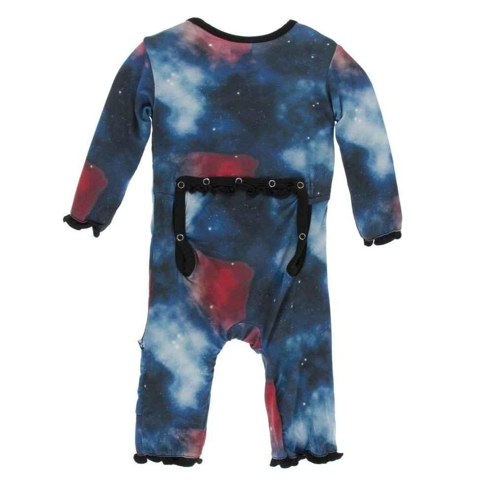 Print Bamboo Classic Ruffle Coverall with Zipper - Red Ginger Galaxy - Image 2