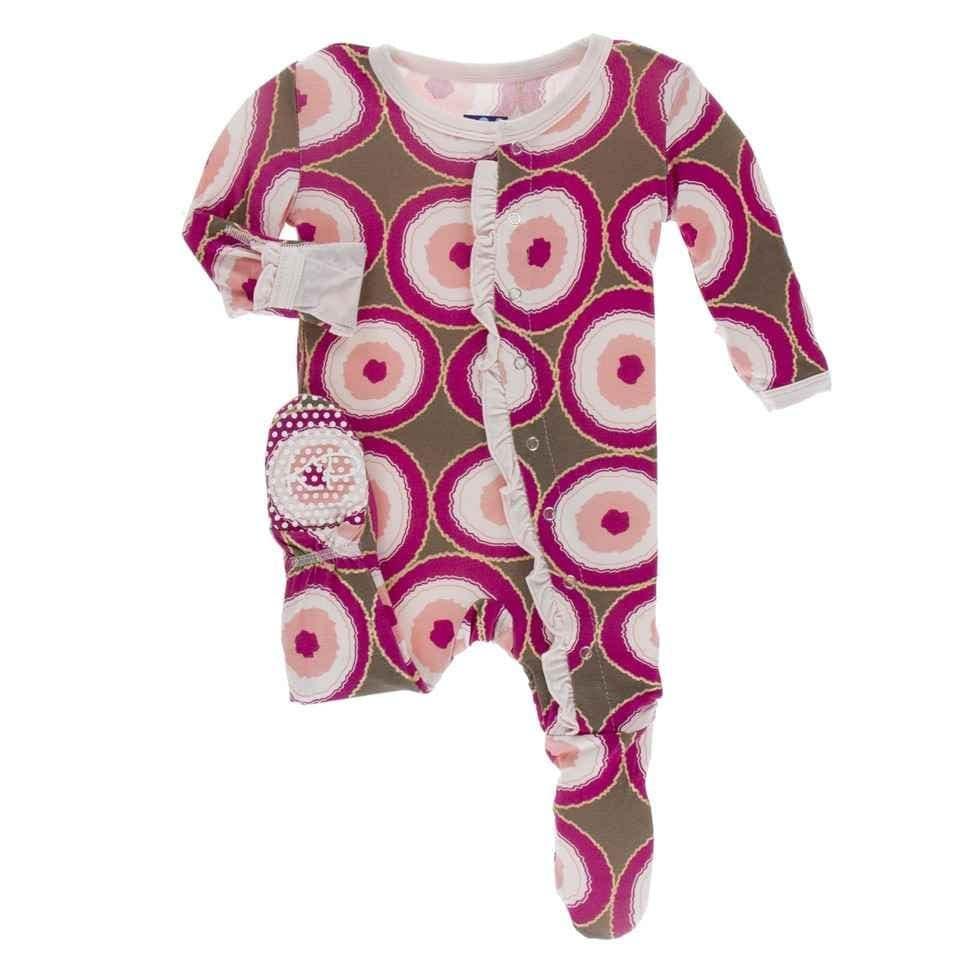 Print Bamboo Classic Ruffle Footie with Snaps - Falcon Agate Slices - Image 2