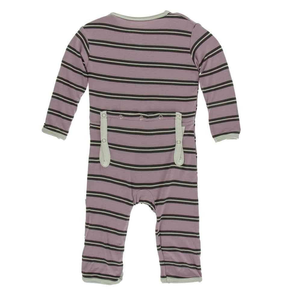 Print Bamboo Coverall with Snaps - Elderberry Kenya Stripe - Image 2