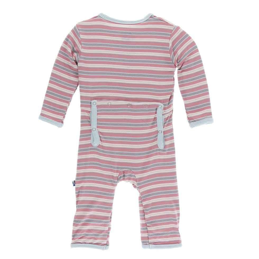 Print Bamboo Coverall with Snaps - India Dawn Stripe - Image 2